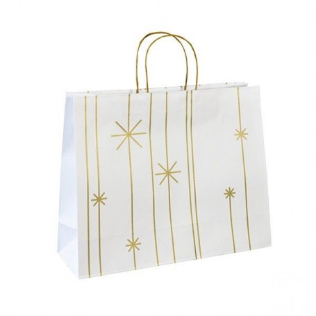 Vánoční taška bílá Star PTVT15 - 36x12x30 cm