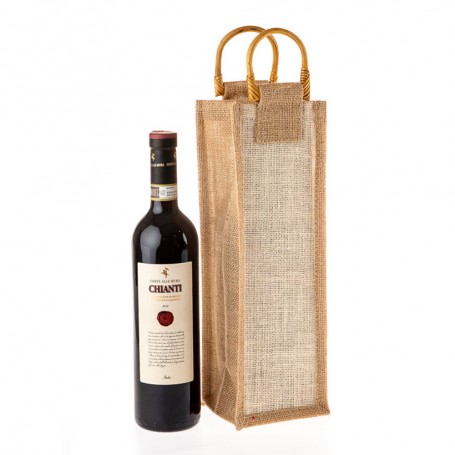 Jutová taška na víno natural JT20 - 11 x 35 x 11 cm